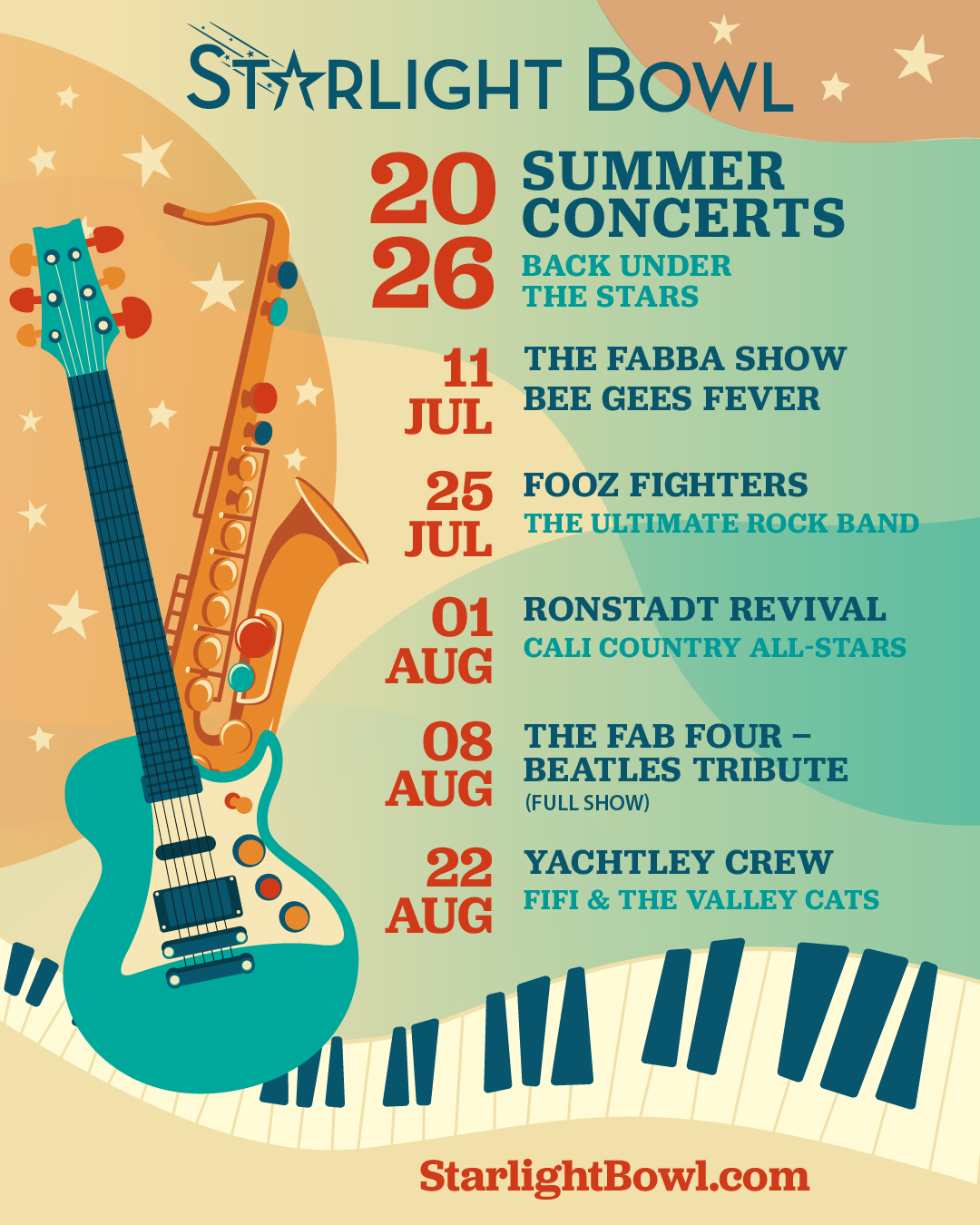 2026 Starlight Bowl Summer Concerts poster